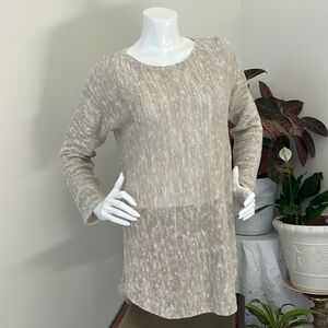 EILEEN FISHER organic linen cotton blend natural slub knit sweater S/P